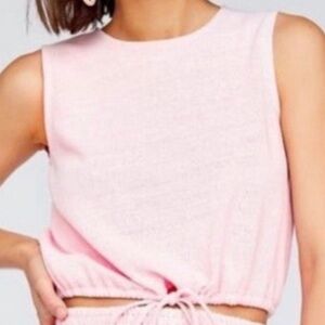Callahan Pink Sleeveless Crop Top with Tie Front